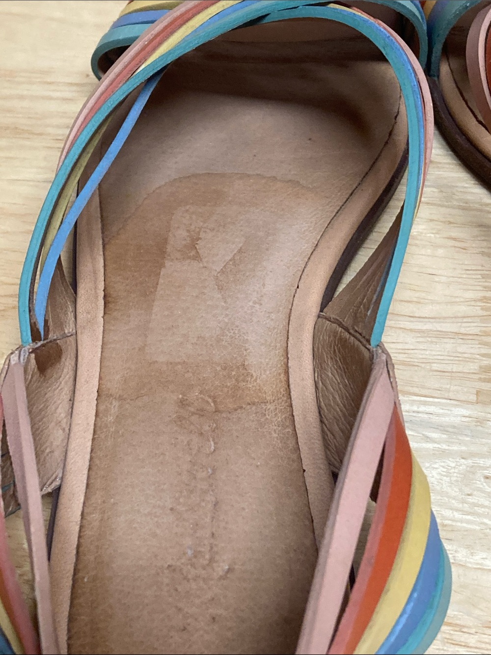 Madewell The Samira Flat Sandal in Leather Rainbow Striped Edition Sz 8 - Picture 5 of 12